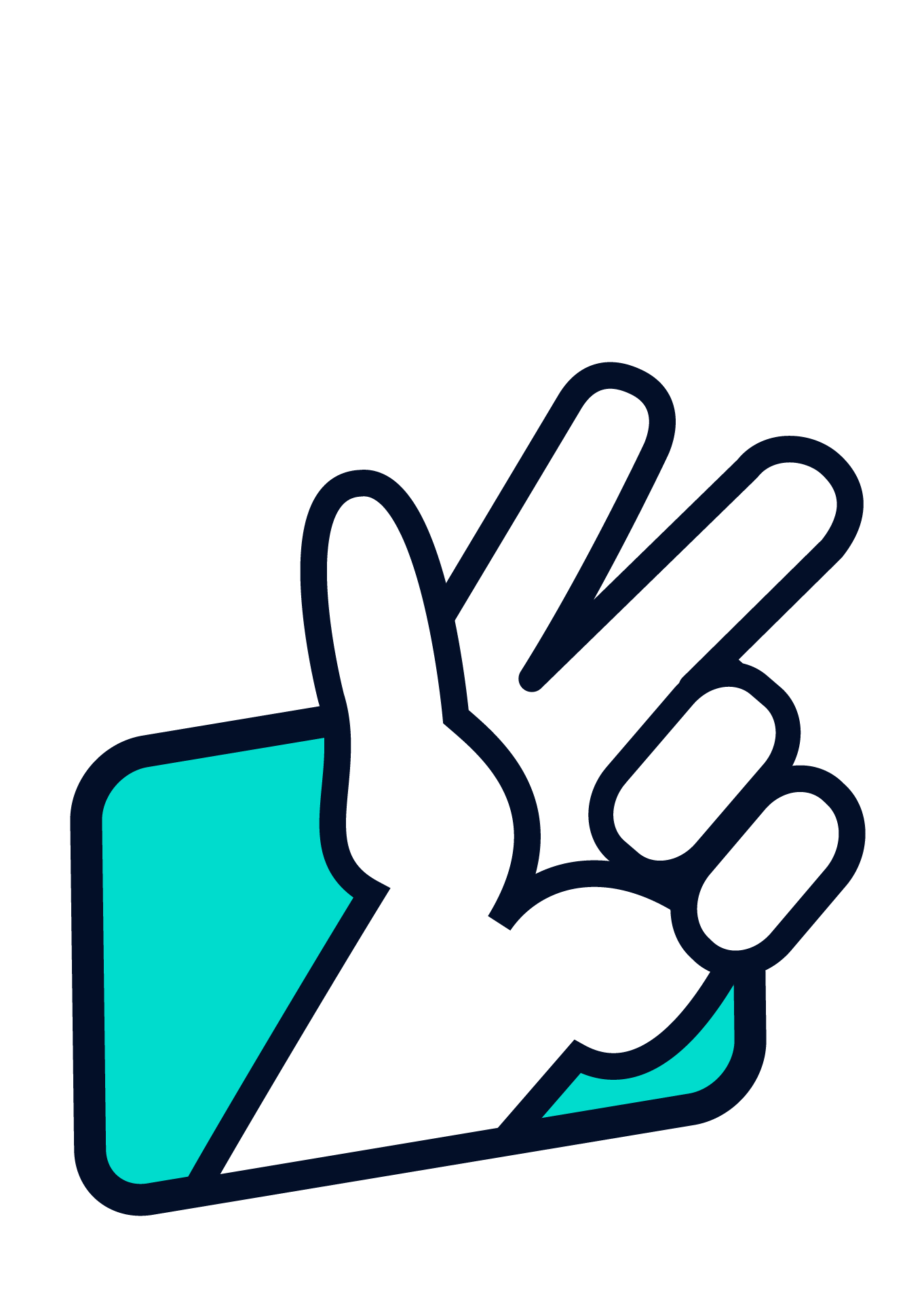 Illustration einer Hand, die das Zeichen für "3" macht.